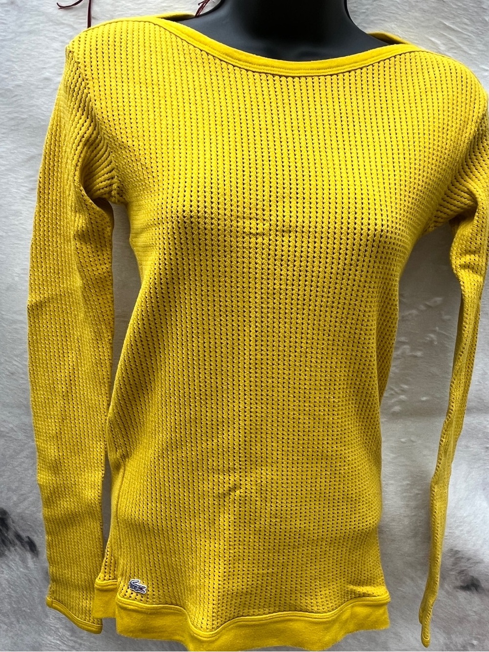 Lacoste Mustard Yellow Knit Long Sleeve Top